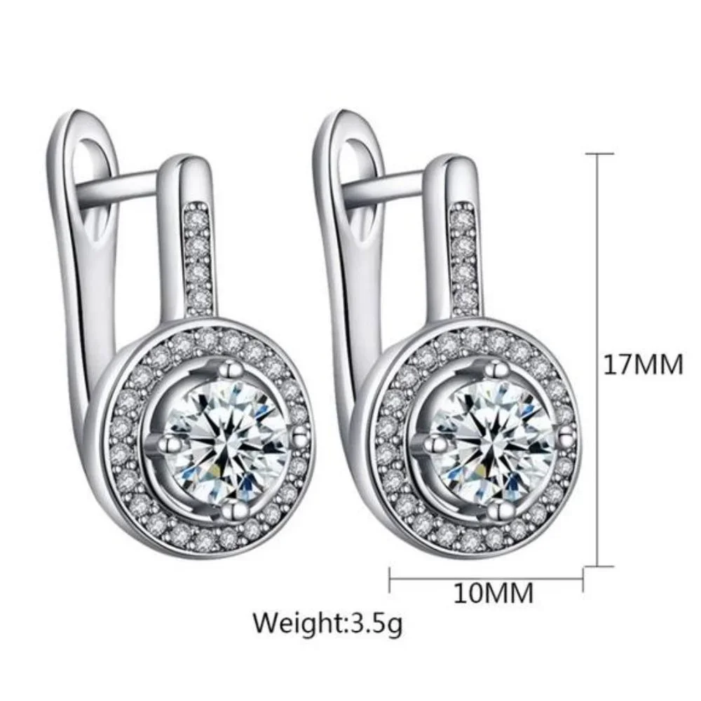 New 925 Sterling Silver Round Stud Diamon Earrings - Picture 5 of 5